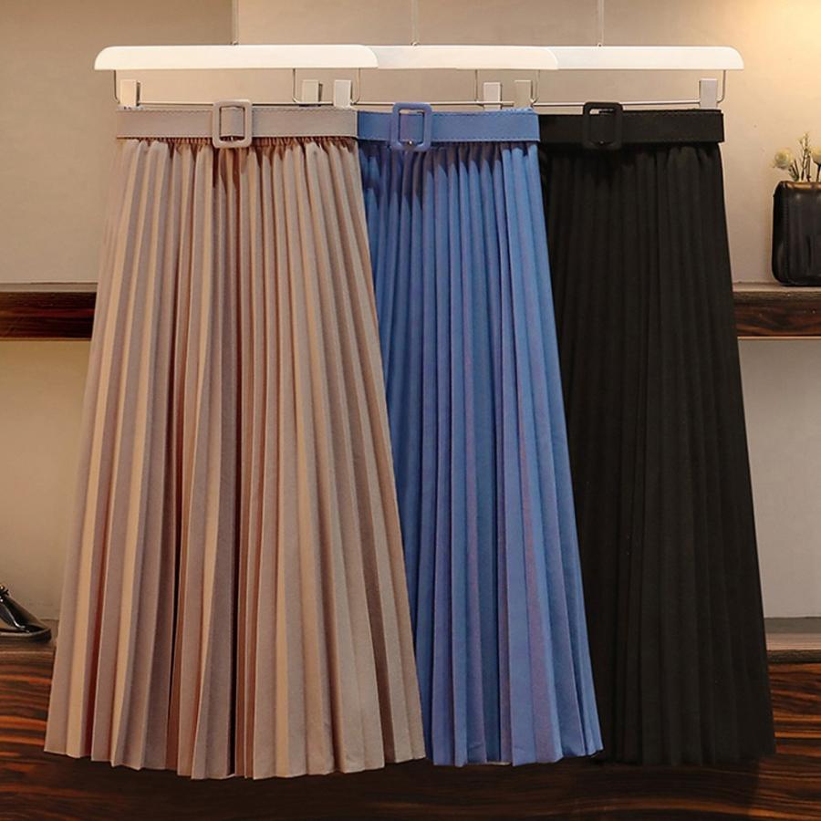 フレアスカート | レディース プリーツスカート 大人 ロング フレアスカート ミモレ丈スカート ベルト付き