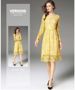 レースワンピース | ワンピース レディース 大きいサイズ フレア 膝丈ワンピース ひざ丈ワンピ 長袖 パーティー オシャレ 二次会 レースで大人らしい