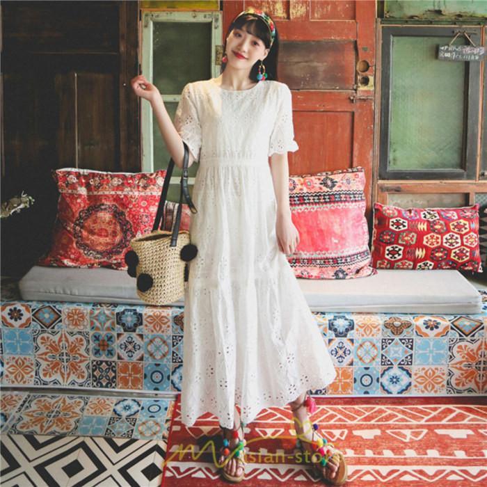 マキシ | ワンピース 夏 レース 半袖 ロングワンピ ワンピ ロング丈ワンピース ロングワンピース 無地 可愛い ナチュラル きれいめ 外出 大人 お出かけ かわいい 着痩せ