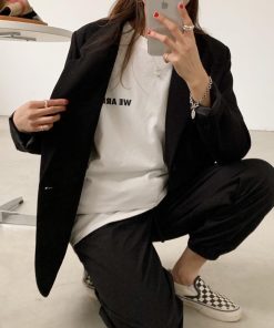 Tシャツ・カットソー | レディーストップス 英字ロゴ 体型カバー 韓国 Tシャツ ゆったり 長袖カットソー