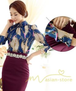 在庫ある | 短納期ブラウスレディースシャツ シフォンブラウス ビジネスカジュアルシャツトップス オフィスブラウス フォーマルシャツ 薄手 プリント 通学通勤 春夏衣装