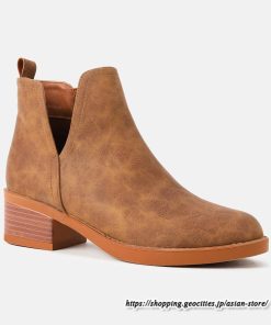 ショートブーツ | 大きいサイズ26.5cm レディース 上品 ブーツ 秋冬 春 チャンキーヒール 太ヒール シンプル 黒ブーツ ミドルヒール 大人 スリッポン ブーティー