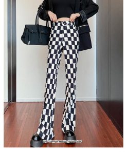 チノ・テーパード・ジョガー・スキニーパン | パンツ レディース フレアパンツ ロングパンツ チェック柄 カジュアル ハイウエスト ワイドパンツ トレンド かわいい おしゃれ 楽ちん お出かけ 送料無料 デート