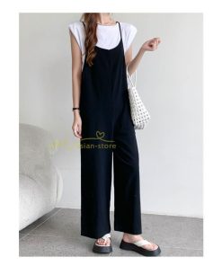 オーバーオール サロペット | サロペット オーバーオール オールインワン ワイドパンツ レディース 無地 キャミ ガウチョ 20代30代40代 着痩せ 可愛い 送料無料 ワイドサロペット