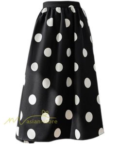 スカート | ロング丈フレアウエストゴム レディース 春夏 体型カバー ドット柄 フェミニン デイリー 通勤通学 着痩せ 着回し カジュアル お出かけ 20代30代40代