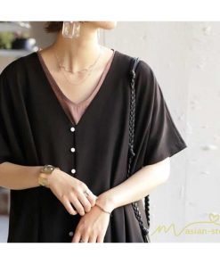 マキシ | ワンピース 五分袖 ロングワンピース レディース 秋物 夏 羽織り ゆったり 大きめ ポケット Aラインワンピース 30代40代50代 無地 可愛い 落ち感 Vネック 大人