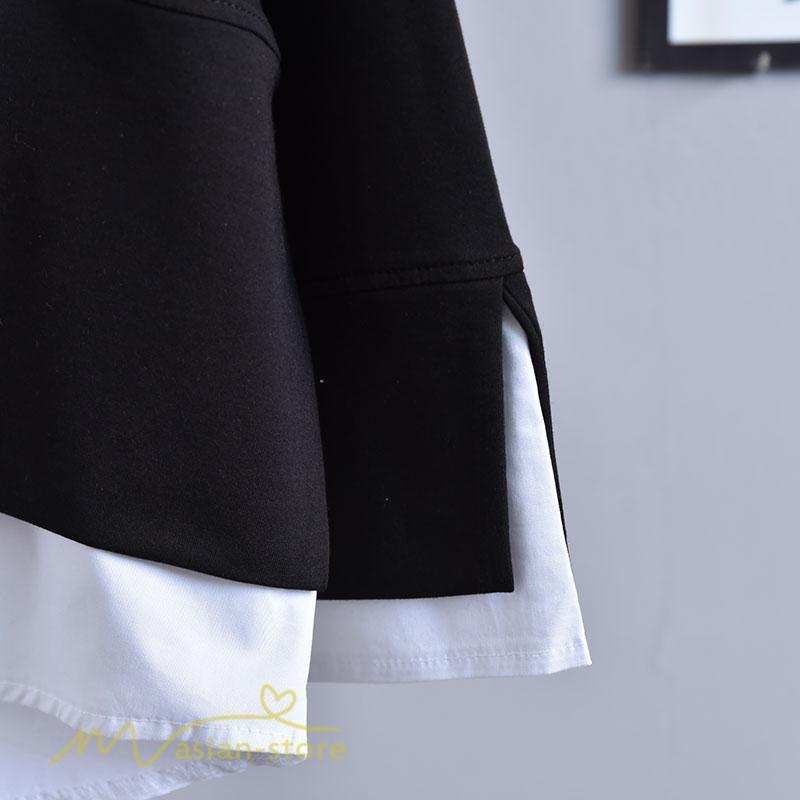 パーカー | 重ね着風トレーナー レディース 長袖 トップス カジュアル スウェット 無地 ゆったり トレーナー きれいめ 可愛い フリーサイズ トップス カットソー