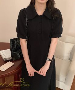 マキシ | ワンピース レディース 半袖 シャツワンピース ロングワンピース 無地 半袖ワンピース シンプル 春 夏 秋 グレー かわいい ブラック フリーサイズ 2色