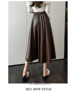スカート | ロングレザープリーツAライン秋 冬 レディース ロング丈 着痩せ 20代 30代 40代 送料無料 50代 2022年