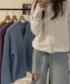 ニット・セーター | ニットトップス アウター ニットカーディガン 秋冬 長袖 無地カーデ シンプル レディース 大人かわいい ニットソー 韓国風