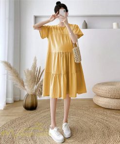 ワンピース | マタニティレディース 着痩せ 無地 ゆる上品 半袖 大きいサイズ 韓国風 Aライン マタニティウェア サマー妊婦服