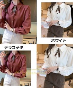 シャツ・ブラウス | スカーフタイシャツ トップス シャツ シャツ ブラウス レディース カジュアル フェミニン 春 秋 冬 きれいめ カジュアル 着痩せ 上品 エレガント 夏物 通勤通学