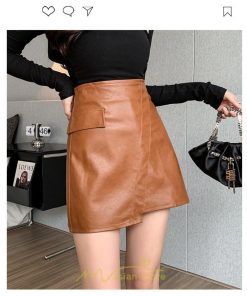 スカート | レディース PUレザー ハイウエスト ミニ丈 スリム タイト 秋 冬 ボトムス カジュアル 大人 可愛い おしゃれ お出かけ フェミニン きれいめ デイリー