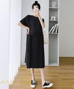 ワンピース | マタニティ妊婦服 レディース 無地 シンプル ゆったり 半袖 ゆるロングTシャツ クルーネック 薄手 マタニティウェア 夏 新作 お出かけ