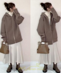 コート・ジャケット | フード付きスウェットパーカーブルゾン長袖秋冬ジャケット レディース ゆったりシルエット 大人 通学通勤 20代30代 無地 アウター 送料無料 カジュアル トップス