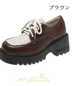 ローファー | 厚底 レディース 編み上げ 学生 通勤 通園 通学 靴 入学 スクール ハロウィン 学園祭 コスプレ 痛くない 疲れにくい 柔らかい 10代20代30代40代