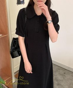 マキシ | ワンピース レディース 半袖 シャツワンピース ロングワンピース 無地 半袖ワンピース シンプル 春 夏 秋 グレー かわいい ブラック フリーサイズ 2色