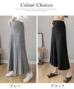 スカート | マタニティプリーツ レディース 秋 冬 コーデ Aライン 可愛い 妊婦服 産前 産後 ウエスト調整 上品 マタニティウェア ロング丈 体型カバー