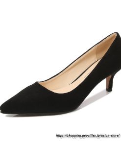 パンプス | スエードレディースシューズ ポインテッドトゥ ピンヒール スリッポン ストラップなし 滑り止めソール ミドルヒール ビジネス 大人 無地 上品