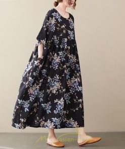 マキシ | マキシワンピース レディース リゾートワンピース 半袖 マキシワンピース ロングワンピース 春夏 黒 旅行用 着痩せ 丸首 体型カバー サイドポケット ぽっちゃり