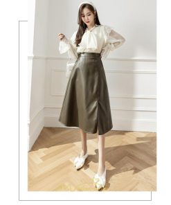 スカート | ロング秋冬 レディース フレア Aライン スリット 上品 フェミニン レザーかっこいい 通勤 OL キレイめ オフィス カジュアル