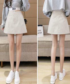 ミニスカート | PUレザー ハイウエスト