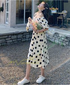 マキシ | ワンピース レディース チュニック 半袖 楽ちん 大きいサイズ 体型カバー ドット柄 カジュアル お出かけ ファッション 着痩せ 20代30代40代 エレガント 夏物