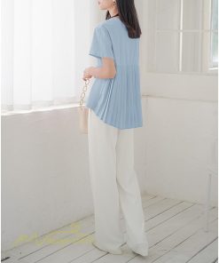 tシャツ・カットソー | Tシャツ レディース 春 夏 秋 Tシャツ 半袖 ブラウス かわいい プリーツTシャツ 無地 半袖 ゆったり 20代 きれいめ 40代 カットソー シンプル 韓国風 30代