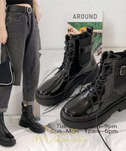 ショートブーツ | ブーツ レディース レースアップブーツ 履きやすい 卒業式 袴ブーツ 送料無料 スムース つやあり 美脚 編み上げ ブラック 黒 つや消し