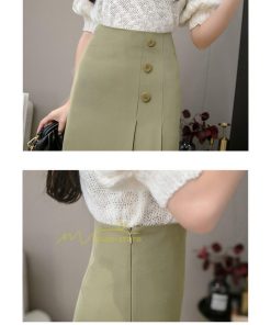 スカート | タイトボタン 膝下 ミディアム丈 ミモレ丈 キレイめ プリーツ通勤通学 ビジネス OL オフィス 春夏秋 2022新作 20代30代40代 着回し 無地人気
