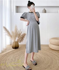 ワンピース | マタニティレディース 半袖 無地 産前 産後 カジュアル Aラインマタニティウェア 上品 サマー妊婦服