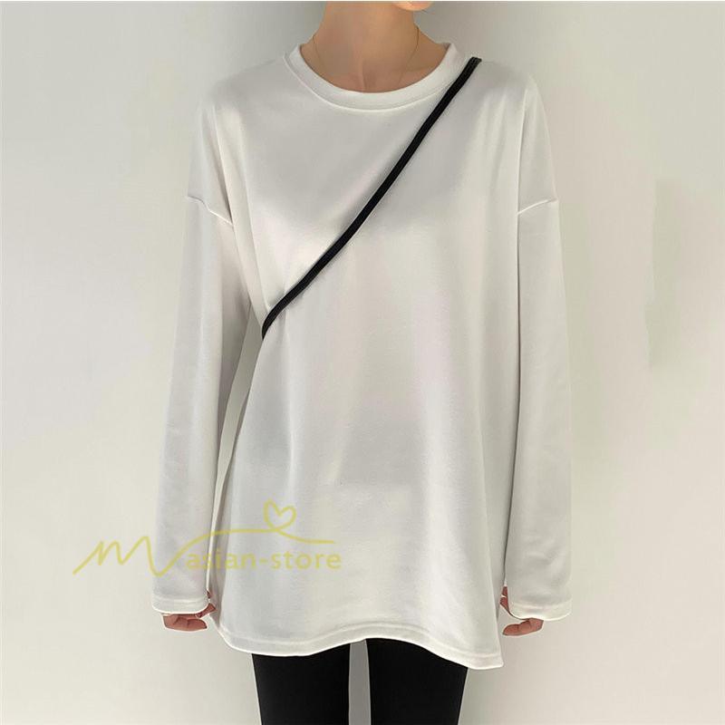 tシャツ・カットソー | 長袖tシャツ レディース クルーネック 長袖 Tシャツ ロングTシャツ 20代30代40代50代 ゆったり 体型カバー 通勤通学 お出かけ カジュアル インナー 快適 着痩せ