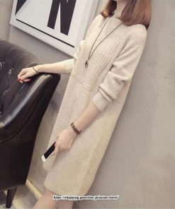 マキシ | ニットワンピース ワンピース レディース チュニック ハイネック ひざ丈 ゆったり セーター 暖か 無地 着痩せ キレイめ おしゃれ 上品 通勤 フェミニン