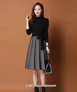 ミディアム | ニットワンピース レディース 秋冬 30代 40代 オシャレ 長袖 リボン Aラインプリーツスカート ニット 長袖 春 着痩せ 秋 冬 韓国風 OL通勤 二次会