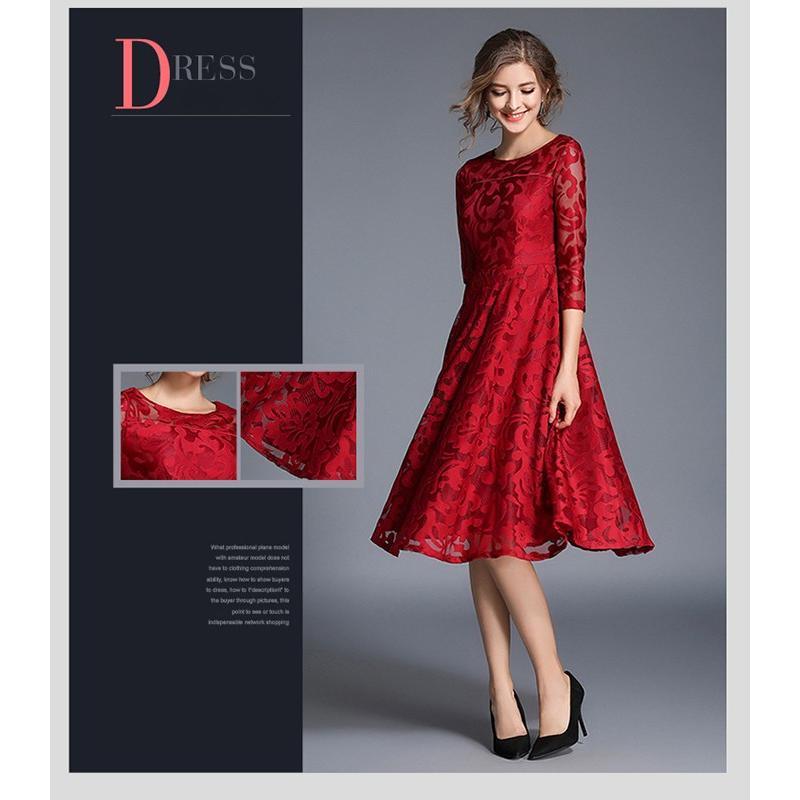 レースワンピース | ワンピース ドレス ロングドレス レースワンピ 結婚式 パーティードレス 二次会 フォーマル レデイース エレガント お呼ばれ ロングワンピ 七分袖