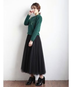 スカート | ロングチュールハイウエストフレアレディース 無地 きれいめ ウエストゴム 通勤通学 可愛い S M L 上品 着痩せ