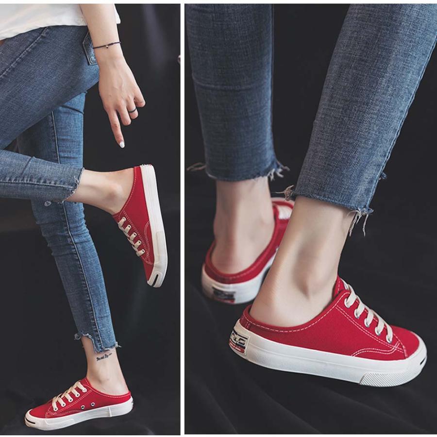 シューズ | スニーカー キャンバス 歩きやすい スリッポン かかとなし ローカット レディース スニーカー 春夏 美脚 スニーカー