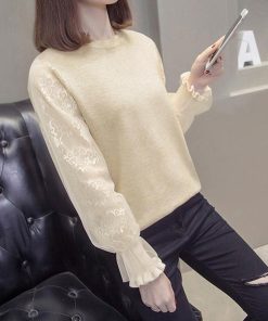ニット・セーター | ニットセーター カットソー バルーン袖 袖チュール切り替え レディース 長袖 おしゃれ ニットトップス プルオーバー