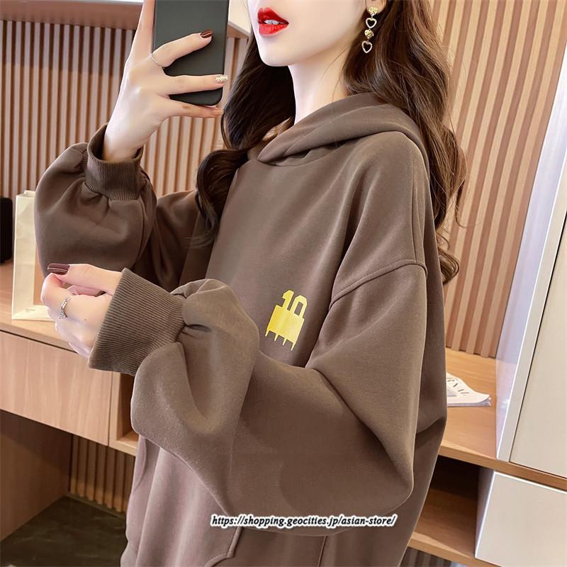 パーカー | レディース 秋 長袖 体型カバー スウェット トレーナー プルオーバー 厚手 後ポケット外し可 トップス 50代 40代 春 30代 おしゃれ 20代 フード
