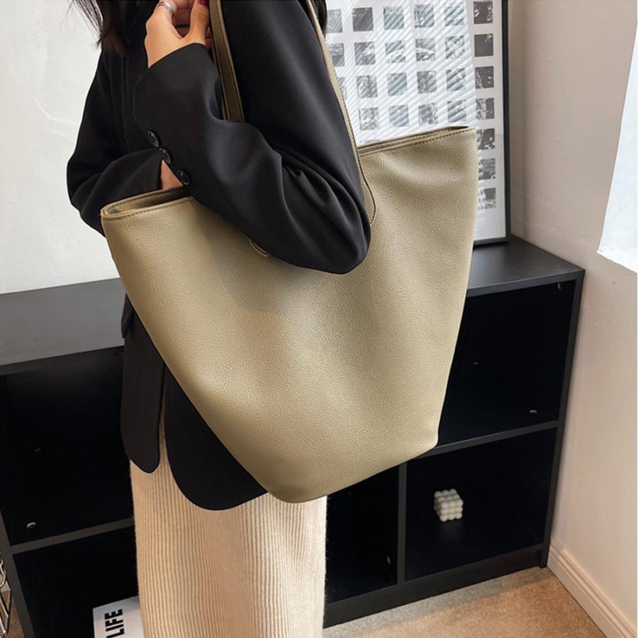 トートバッグ | PUレザー大容量 レトロ