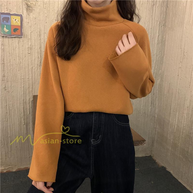 パーカー | トレーナー レディース 厚手 秋冬 コーデ 無地 ハイネック トルネック 長袖 着回し 裏起毛 暖かい 可愛い フリーサイズ ゆったり 7色 プルオーバー カジュアル