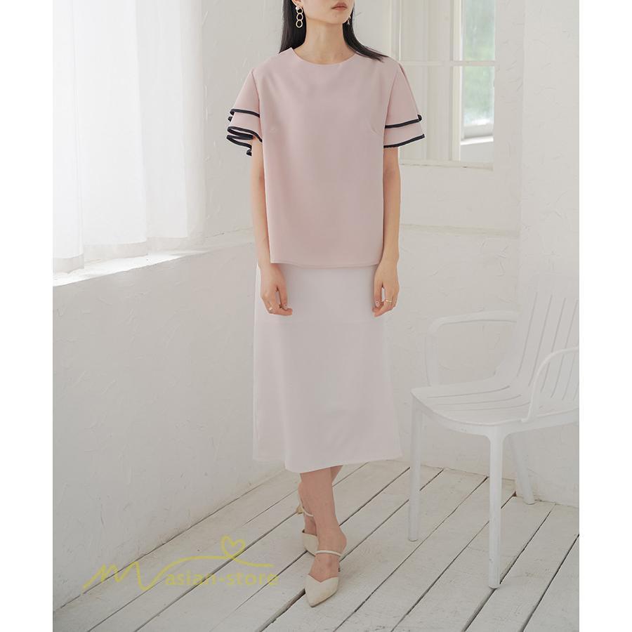 tシャツ・カットソー | トップス Tシャツ レディース 半袖 クルーネック ゆったり おしゃれ ブラウス 着痩せ 春 夏 秋 新作 L M 可愛い スカラップ袖 カジュアルTシャツ 無地