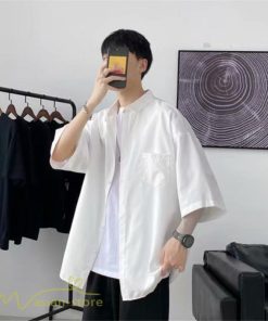 シャツ | 半袖 着痩せ 日常 おしゃれ カジュアル 韓国風 無地 新作 2021 夏コーデ ライトアウター ポケット 通勤通学 トップス ワイドゆったり 人気 上品