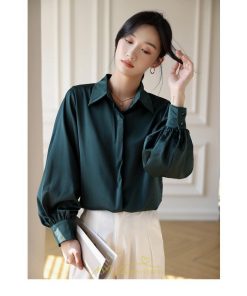 シャツ・ブラウス | ブラウス シャツ レディース 40代 上品 ブラウス きれいめ 通勤 OL ビジネス ゆったり 緑 グリーン 50代 エレガント 20代 お出かけ 30代 外出 着痩せ