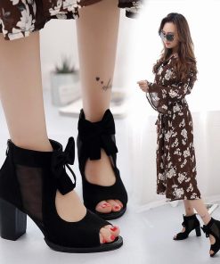 サンダル ミュール | サンダル レディース ブーツサンダル シューズ 痛くない チャンキーヒール 太ヒール ブーツ 靴 ミドルヒール 後ろファスナー くつ 大きいサイズ 女性用靴