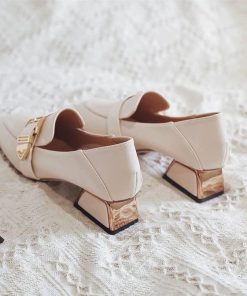 パンプス | スクエアトゥ チャンキーヒール ミドルヒール スリッポン レディース スリップオン シューズ 太ヒール ローファー 黒 22.5cm-25cm ブラック 30代