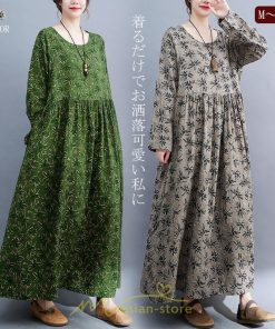 マキシ | ロングワンピース 大きいサイズ レディース  緑 灰色 細見え 着痩せ 美シルエット セクシー 女子力 トレンド 女子 大人 体型カバー 海外セレブ ぽっちゃり 花柄