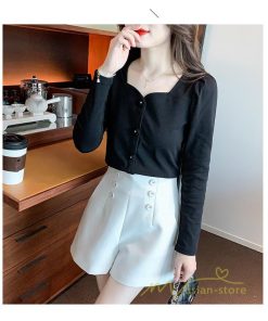 tシャツ・カットソー | ショート丈Tシャツ レディース 長袖Tシャツ カットソー タイト スリム 無地 トップス 綿 秋物 可愛い 小さい 通学通勤 20代30代 インナー 綿Tシャツ