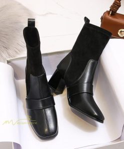 ショートブーツ | ブーツ レディース ローヒール スエード Pu 履きやすい ヒールブーツ 太めヒール ブーティ シューズ 靴 歩きやすい 秋 冬 通勤 40代 20代 通学 OL きれい 30代