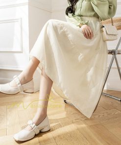 送料無料SALE | スカート 夏 Aラインスカート 切り替え 無地 ウエストゴム 膝下丈 ハイウエスト ミモレ丈 裏地付き プリンセス 可愛い 30代40代 サマー 女っぽい 軽量 ふんわり